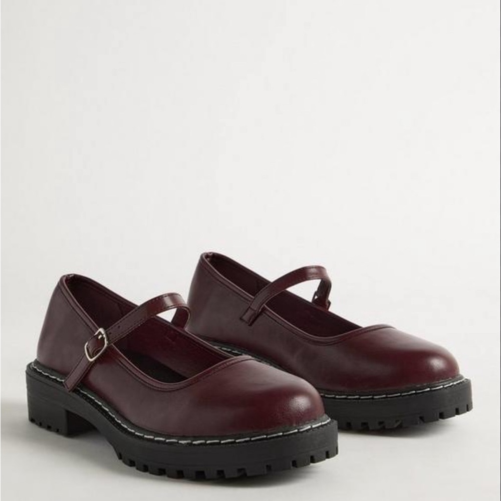 torrid Burgundy Mary Jane Loafers with Lug Sole